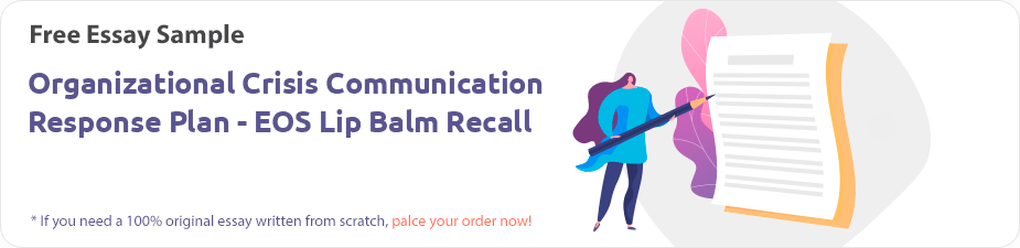 Free «Organizational Crisis Communication Response Plan - EOS Lip Balm Recall» Essay Sample